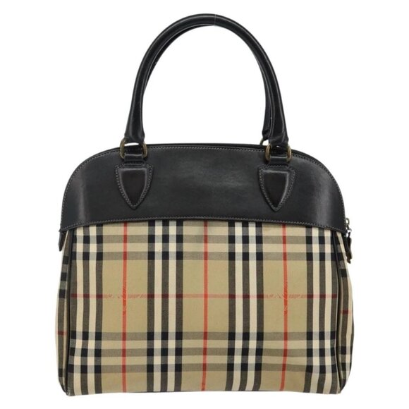 Burberrys Nova Check Hand Bag Canvas Beige Auth bs29129 - Picture 2 of 15